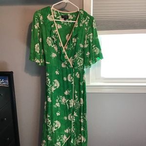 Green and white  size 4 dress